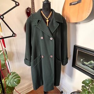 Vintage Steve By Searle 100% Wool Forrest Green Coat - Size 10/XL